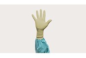 Hand donned in Biogel glove
